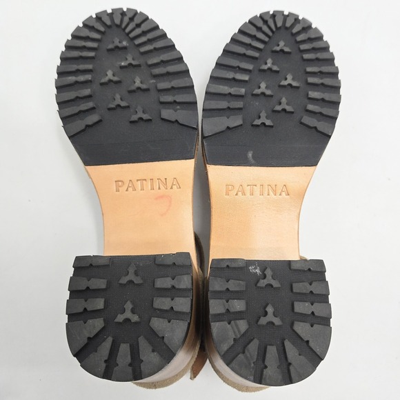 Patina By Portland Mary Jane Shoes Tan Suede Leather Suede Block Heeled - Picture 11 of 12